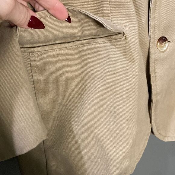 Vintage Y2K Old Navy Brushed Cotton Twill Tan Classic Soft Blazer Jacket - Picture 4 of 14